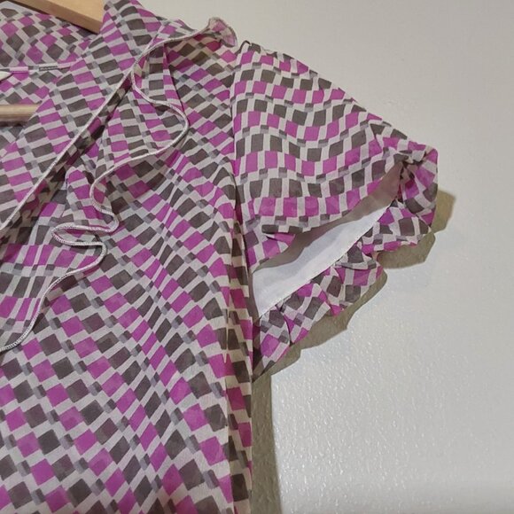 Vintage Banana Republic 100% Silk Flutter Sleeve Bow Blouse - XS Petite - Picture 5 of 8